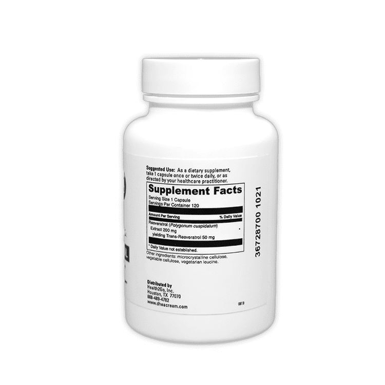 Health2Go Resveratrol back label